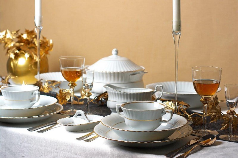 Σαλτσιέρα Πορσελάνης Ivona Gold CRYSPO TRIO 36.001.10 (Υλικό: Πορσελάνη, Χρώμα: Λευκό) - CRYSPO TRIO - 36.001.10-gold